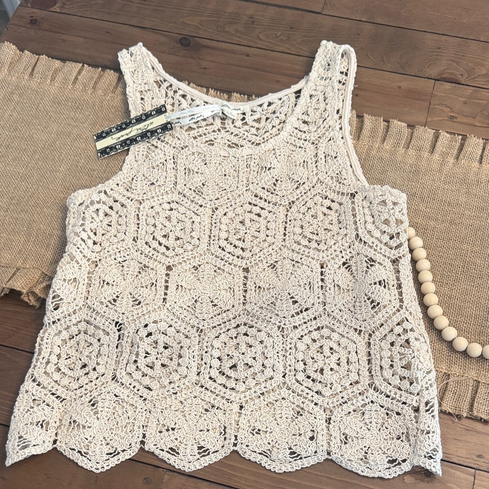 Elegant Cream Crochet Tank Top